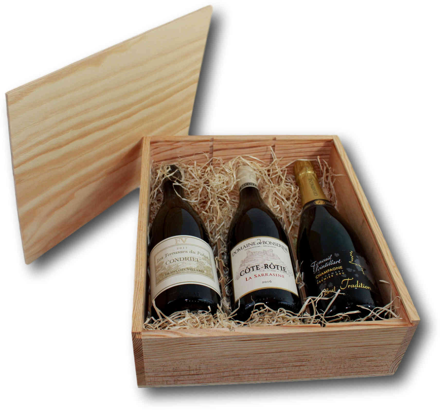 Coffret cadeau vin condrieu côte-rotie champagne